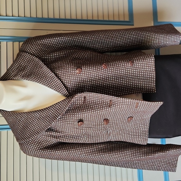 Vintage Liz Claiborne Brown Textured Double-Breasted Blazer - Picture 13 of 15